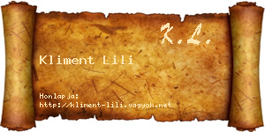 Kliment Lili névjegykártya